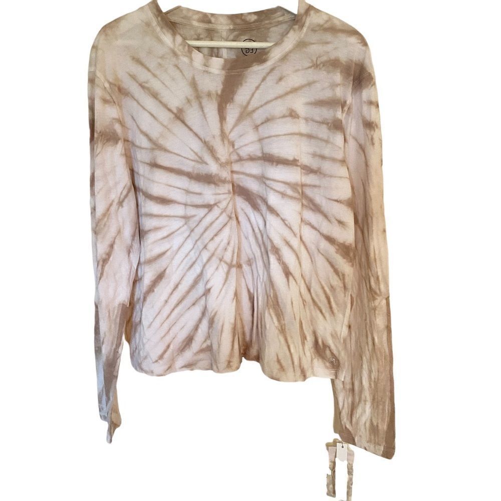 Sage tie dye long sleeve XL crew neck NEW tan cream